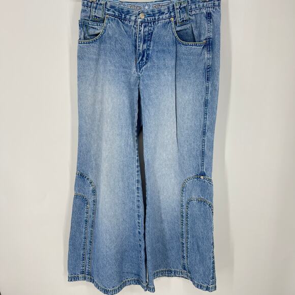 Vintage 90s Y2K Caffeine Wide Leg Rave High Rise Star Studded Juniors Size 7 - Picture 11 of 11